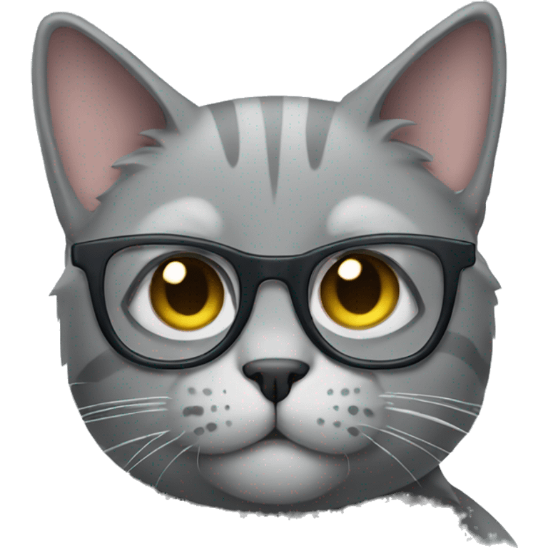 Grey Cat with glasses emoji