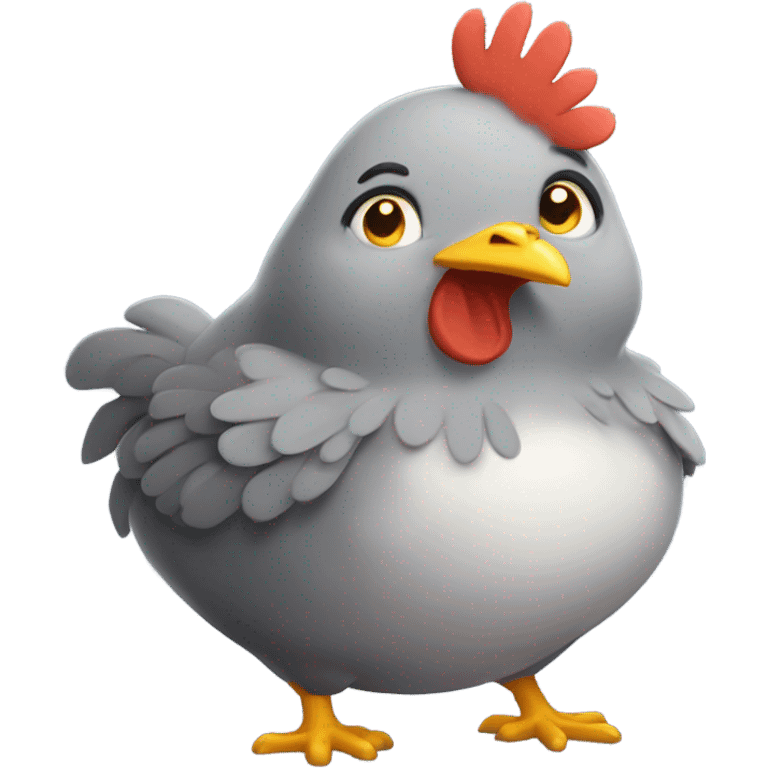 Fat grey happy chicken emoji