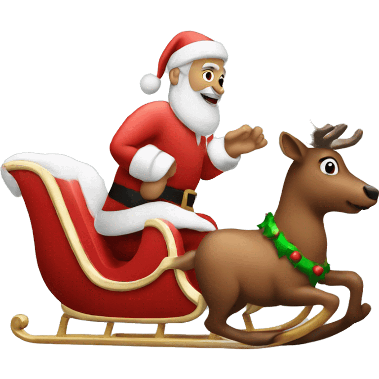 rudolf and santa sleigh emoji