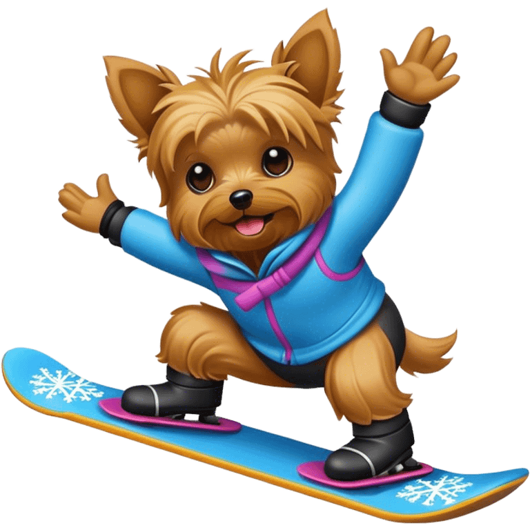 Yorkie snowboarding emoji