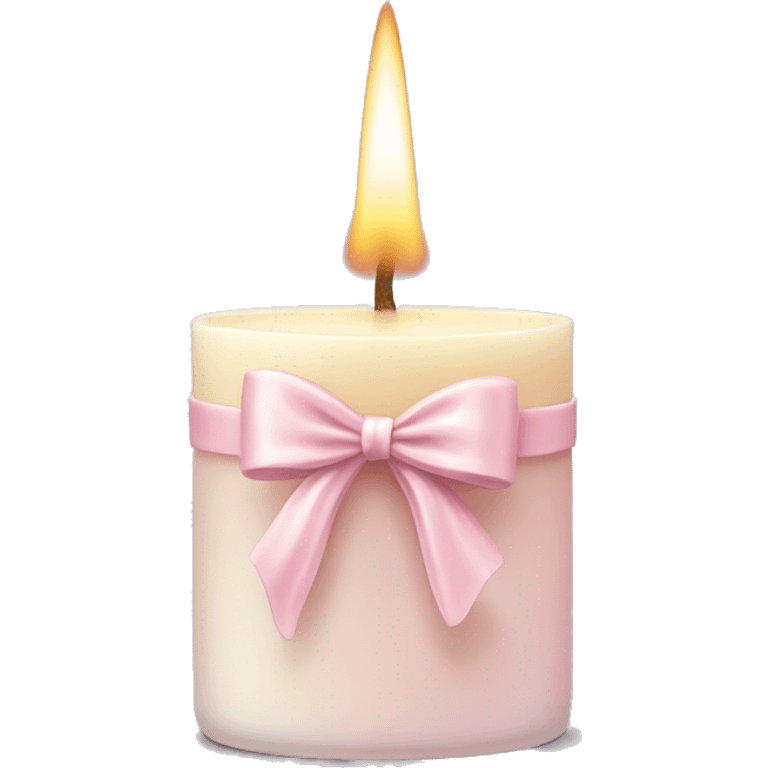 vanilla scented candle with light pink bow emoji