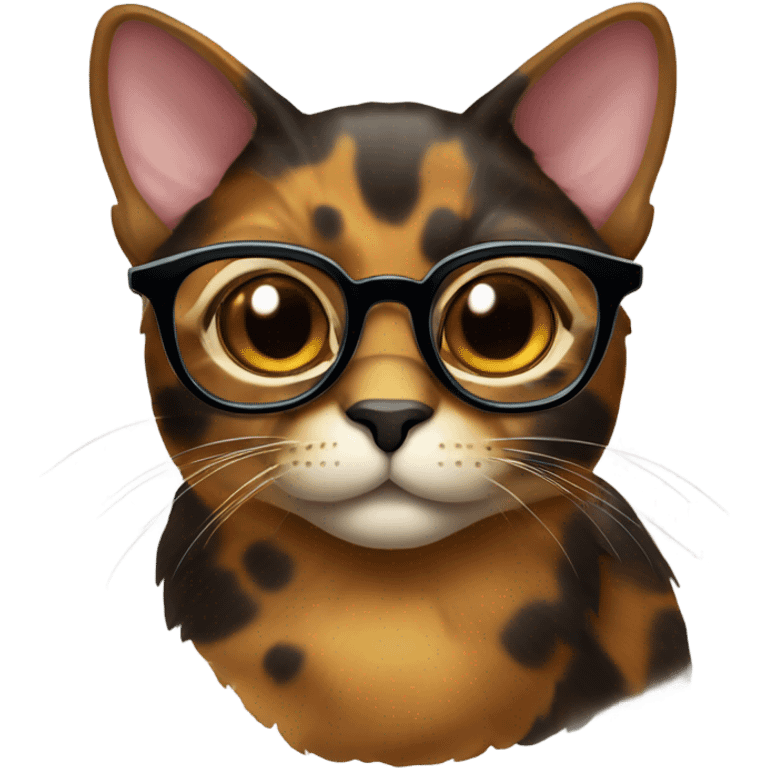 Tortie cat with glasses  emoji