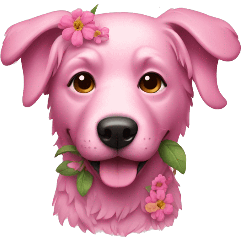 pink dog with flowers emoji