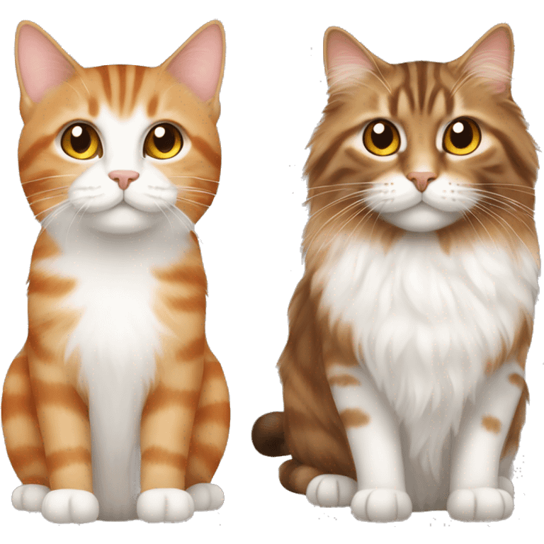 brown tabby cat and a white and orange long haired cat emoji