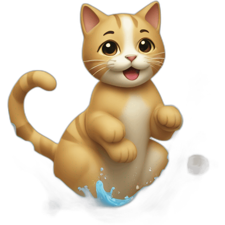 Un chat qui vois de l'eau emoji