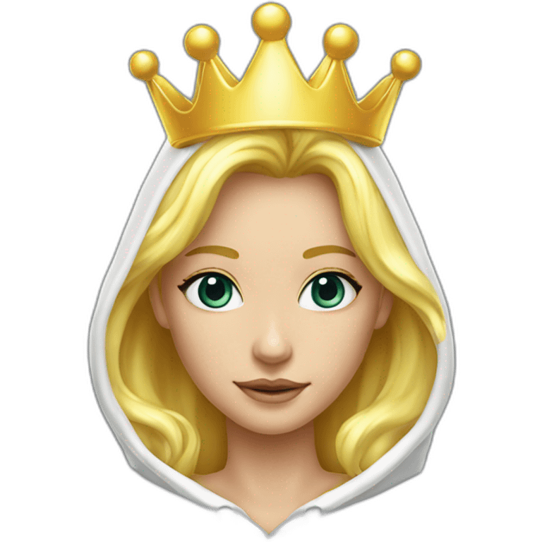 blond princess white with crown hoodie iridescent liquid emoji