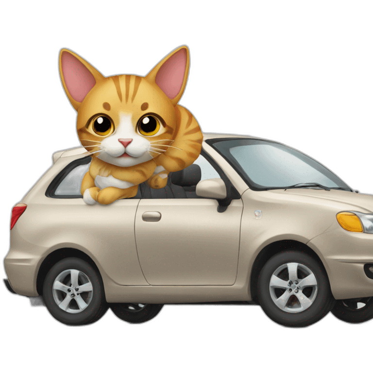 Cat on car emoji