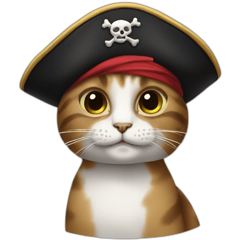 Cat with a pirate hat and eyepatch emoji