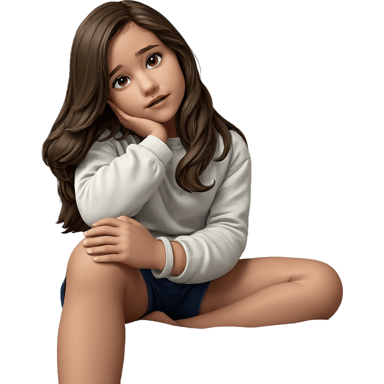 sitting girl with brown hair emoji