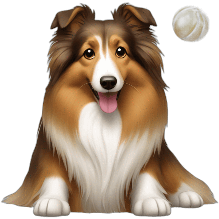 Sheltie with ball emoji