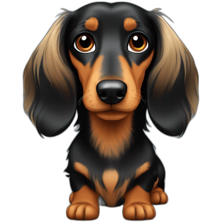 long haired black and tan dachshund emoji