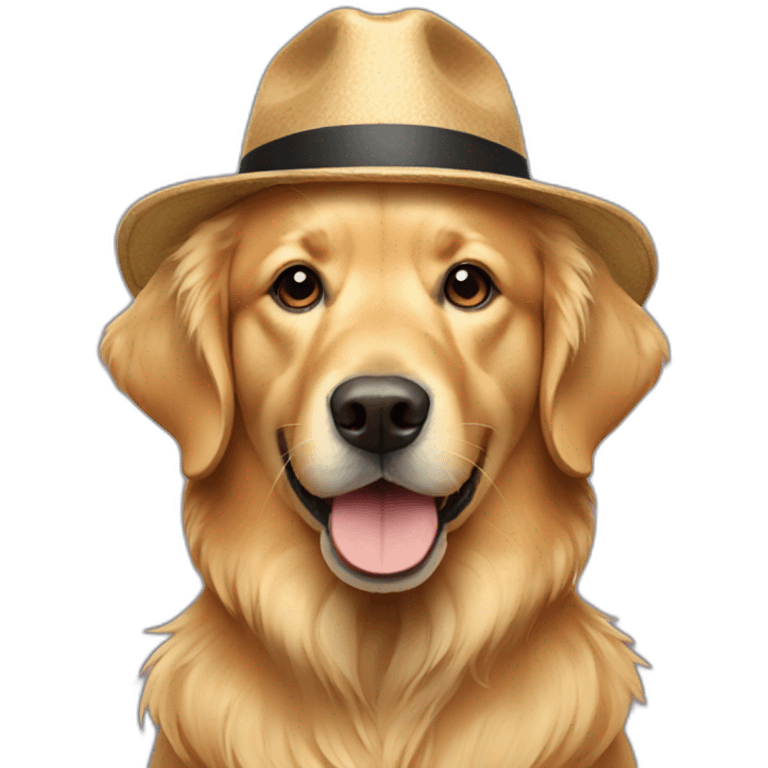 Golden retriever wearing a hat emoji