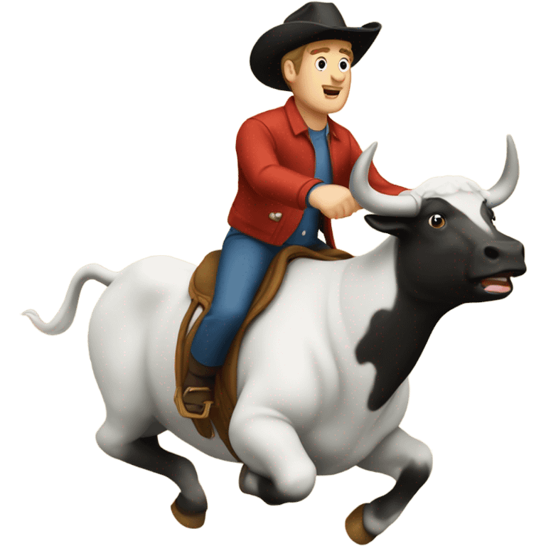 Patrick Mahoney riding a bull emoji