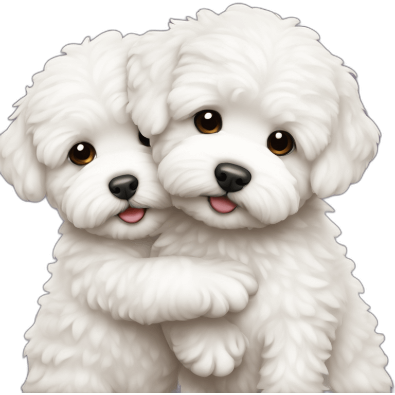 a couple hugging white maltipoo emoji