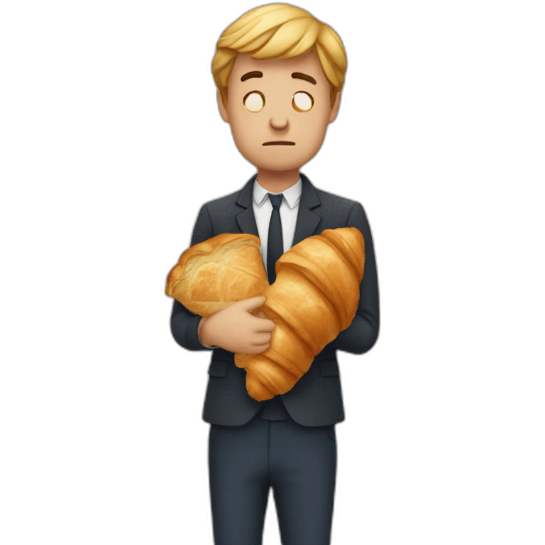 sad man french man with croissant in his hands emoji