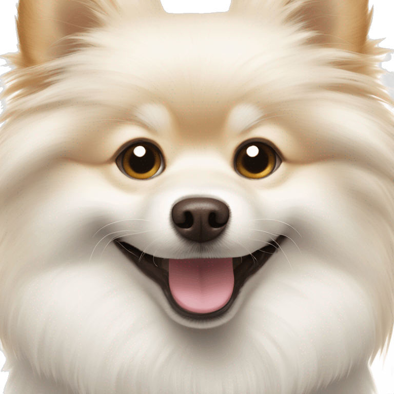 White pomeranian spitz smiling  emoji