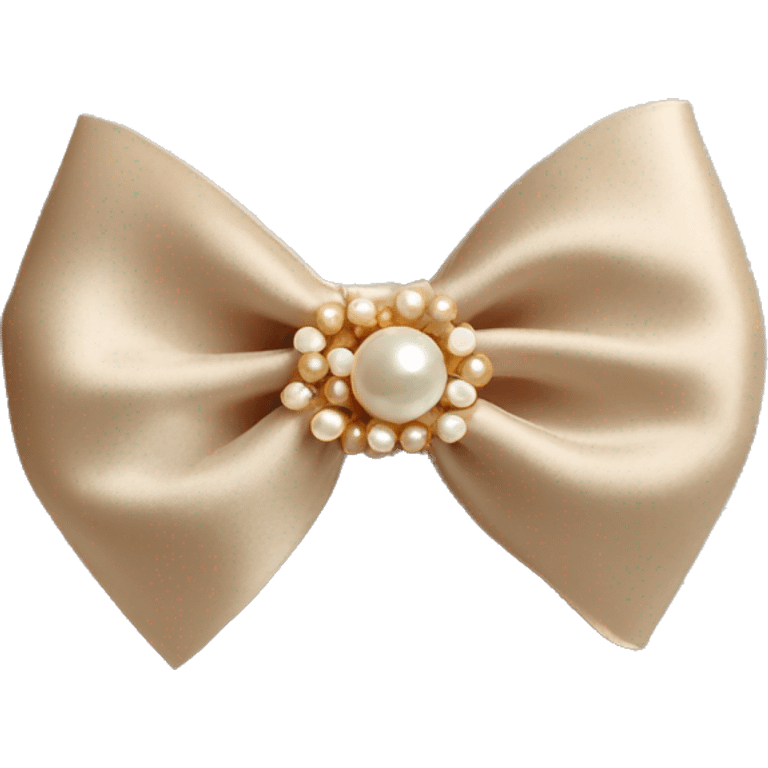 beige silk bow with pearls stud emoji