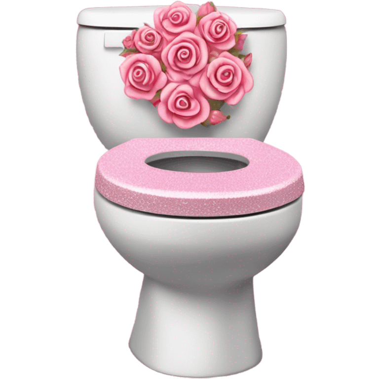 Pink glitter toilet with roses  emoji