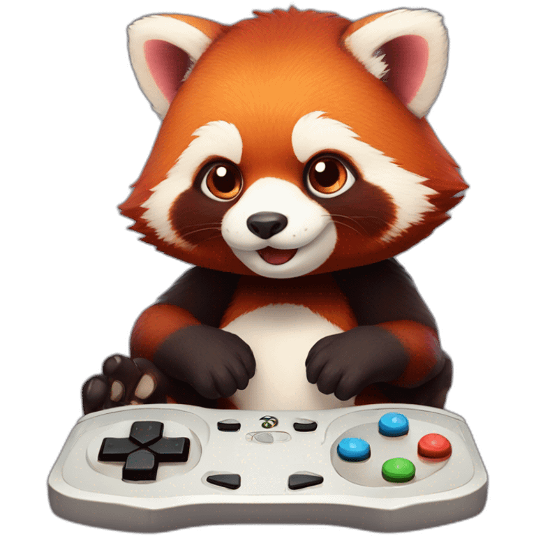 red panda playing video gamens emoji