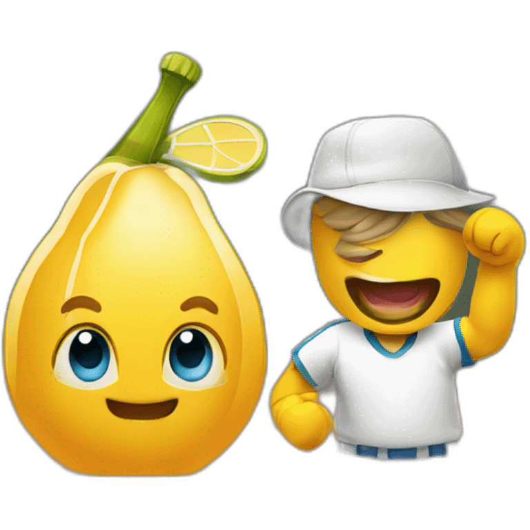 Un gars en train de boire de la bière et joue au tenis en même temps  emoji