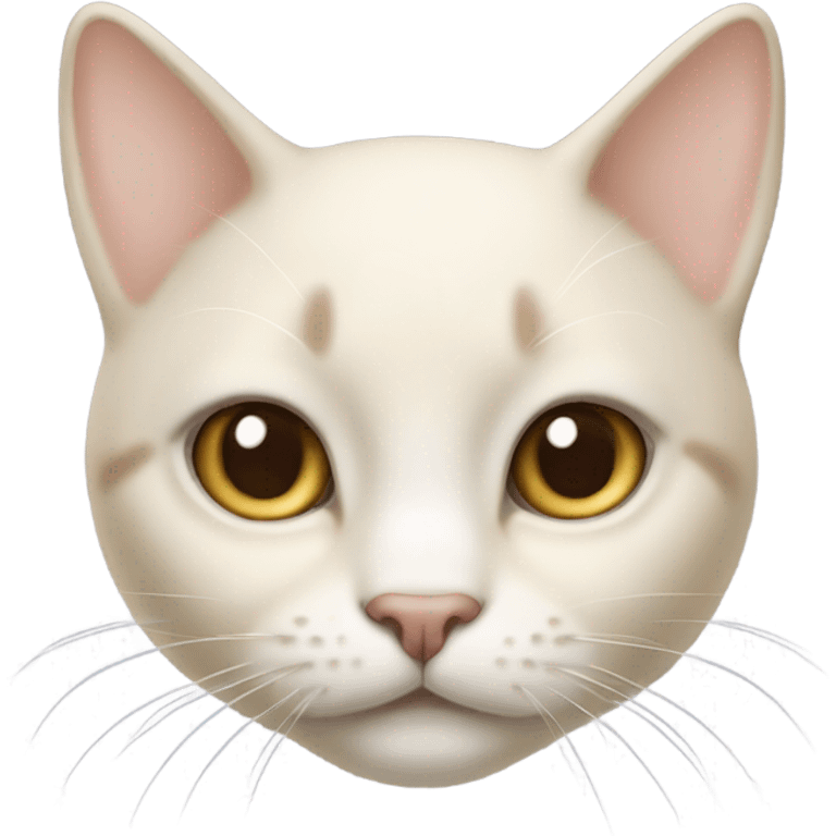 Cream colored cat face with gray eyes emoji