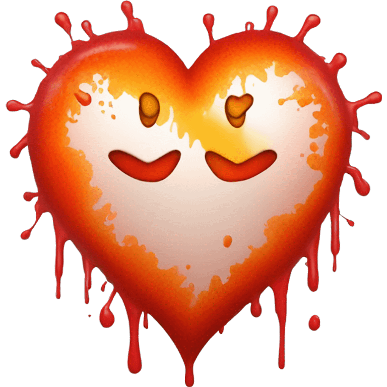 bleeding red heart glowing red-orange with splatter emoji