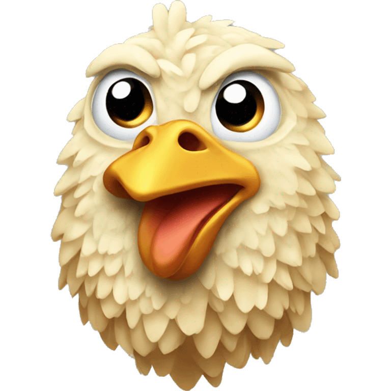 chicken with many eyes, chicken made of diamond emoji