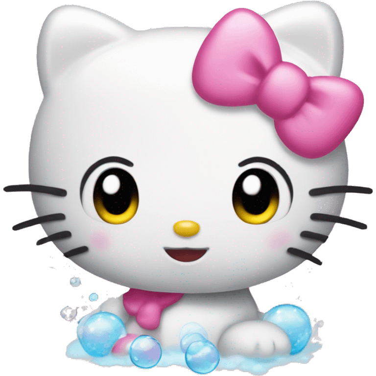 Hello kitty with bubbles emoji