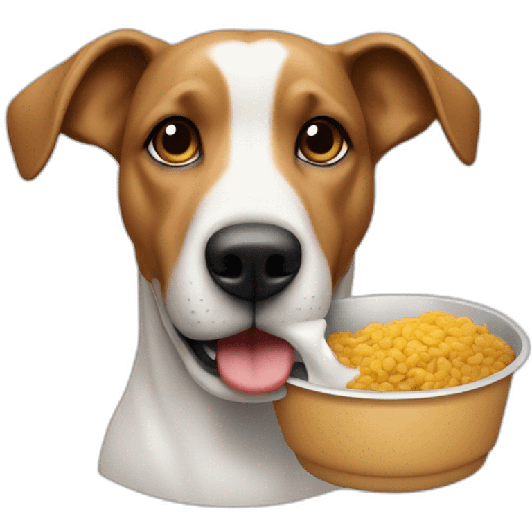 chien qui mange dans une gamelle emoji