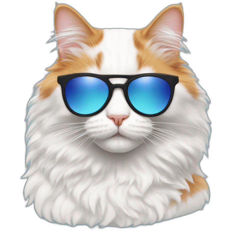 Fluffy cat turkish van in sunglasses emoji