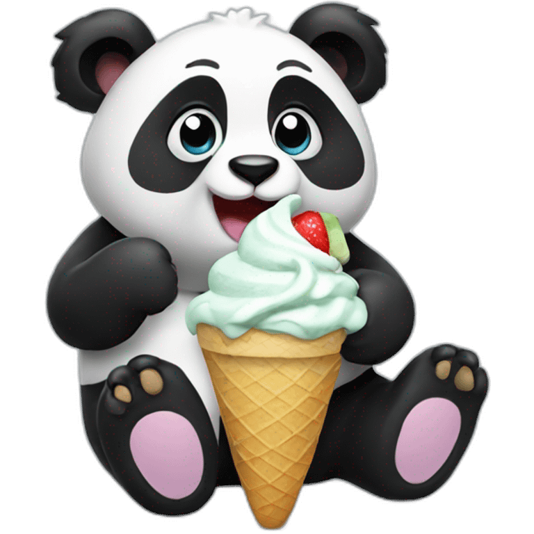 Panda eating ice cream emoji