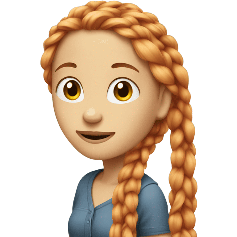 White girl long blond hair in braids, white girl red hair  emoji