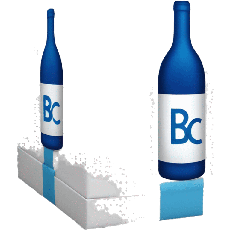 A white box with blue pictures of wine on the side and bold 'BC' logo in the middle of one side of the box emoji