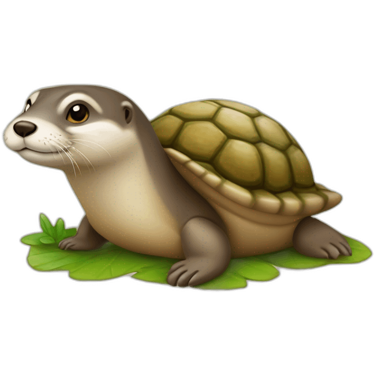 Loutre sur une tortue avec un escargot dans les pattes emoji