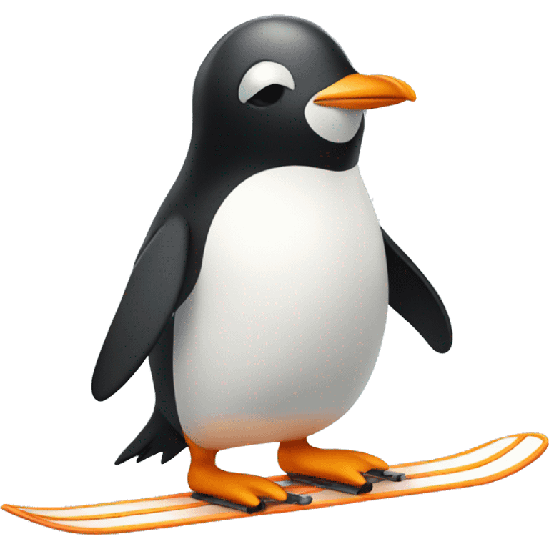 Cute extremely simple penguin skiing  emoji