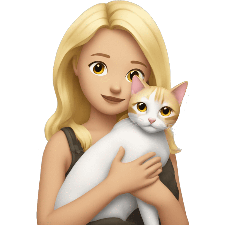 cat cuddles blonde girl emoji