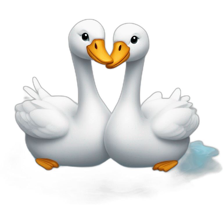 Pareja de cisnes en el agua emoji