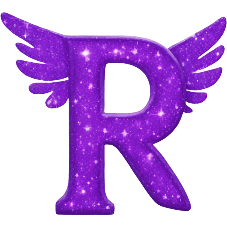 Sparkling Purple letter R with halos & wings emoji