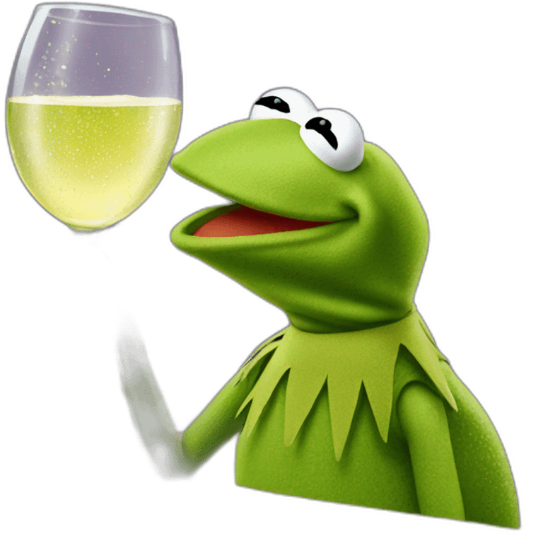 kermit frog drinking sparkling wine emoji