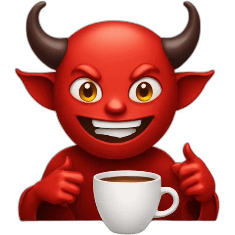 Devil with cup of coffee emoji