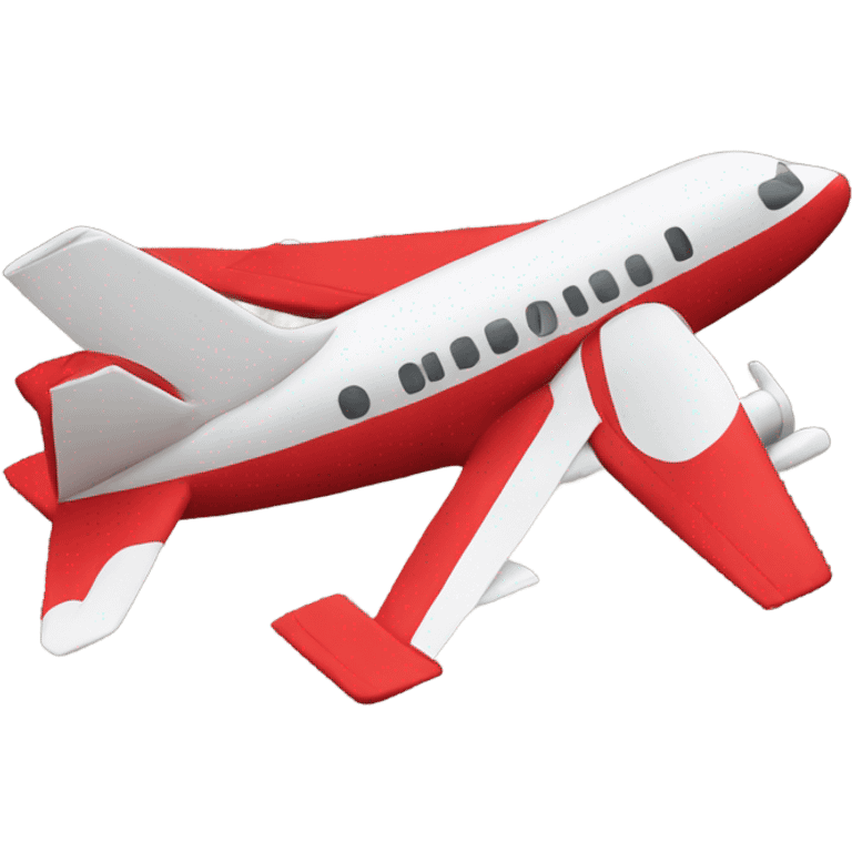 Plane with red wrapping in body and tail emoji