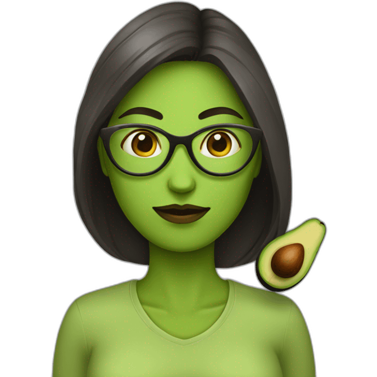 avocado-woman-femenist--in-eyeglasses emoji