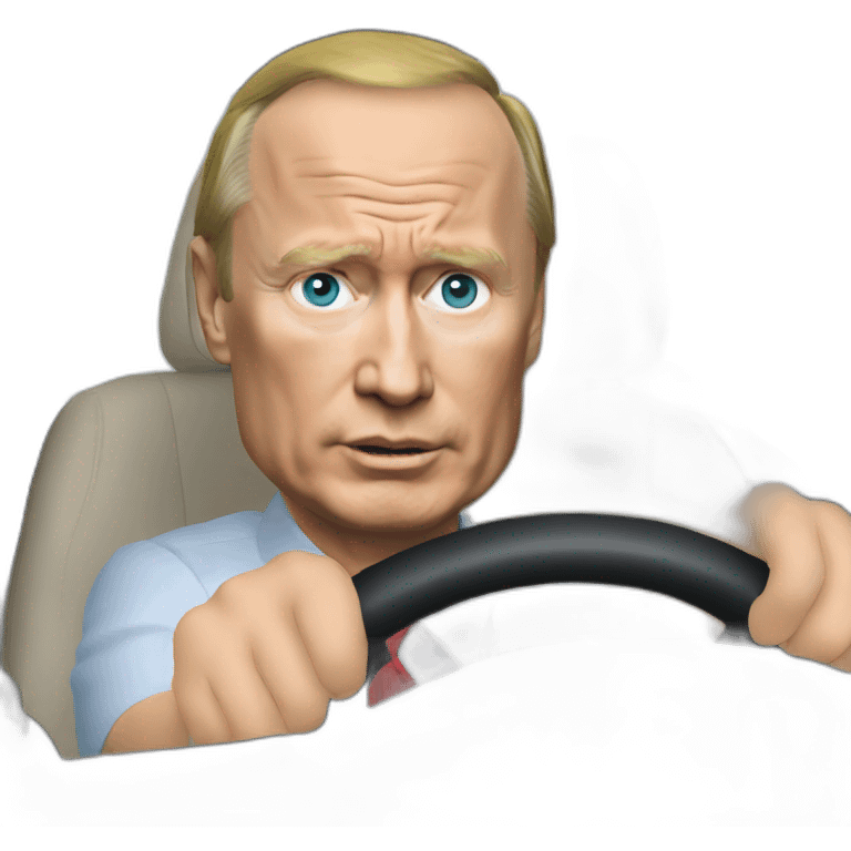 Putin driving on Donald Trump emoji