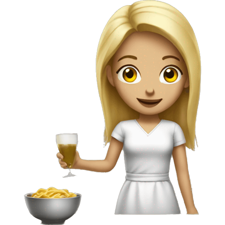 Blonde girl serving table emoji