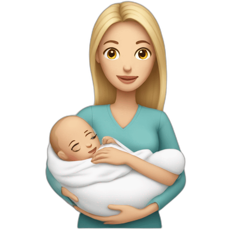 White Mom holding white newborn baby emoji