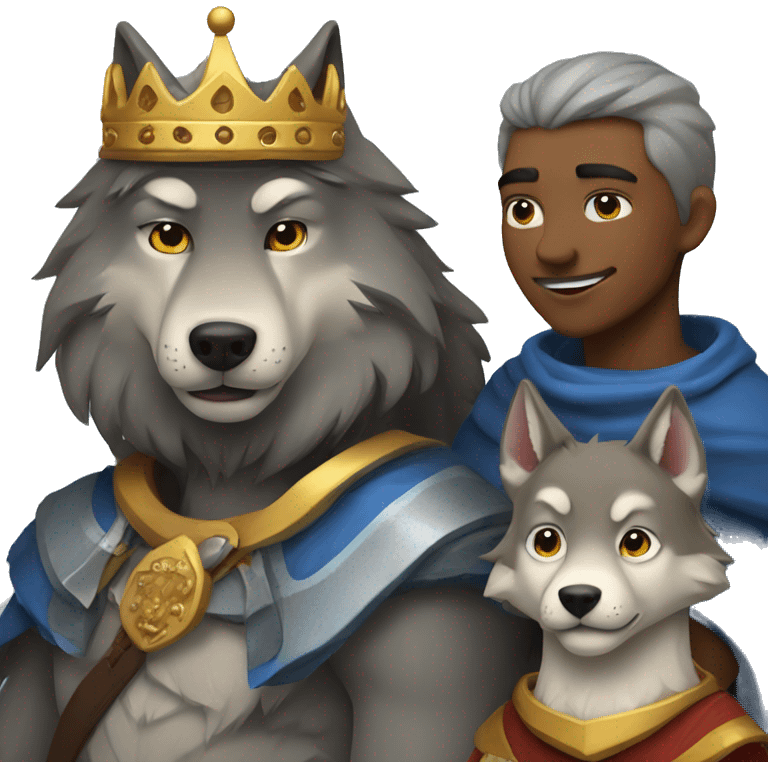 Wolf family and a Little King emoji