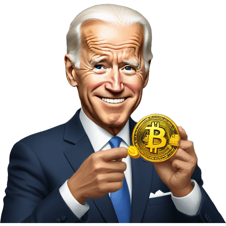 President Biden holding a Bitcoin emoji