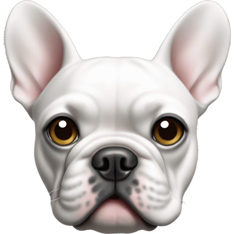 White french bulldog face with gray mark over one eye and ear  emoji