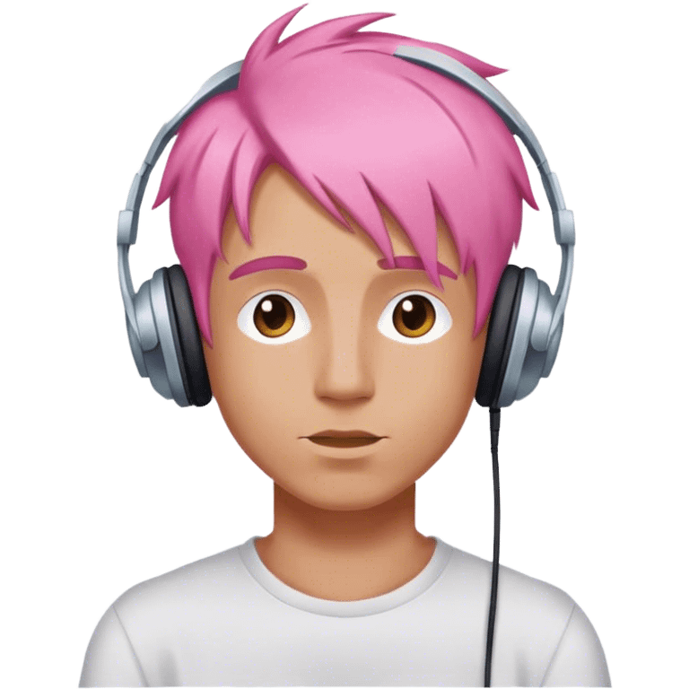 emoji of a man listening music with pink hair emoji