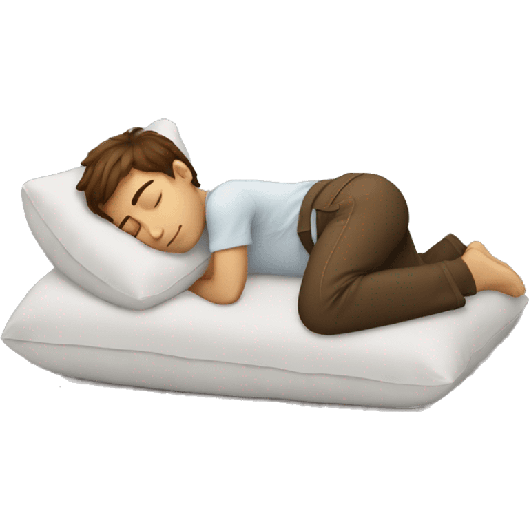 Brown hair boy sleeping on pillow emoji